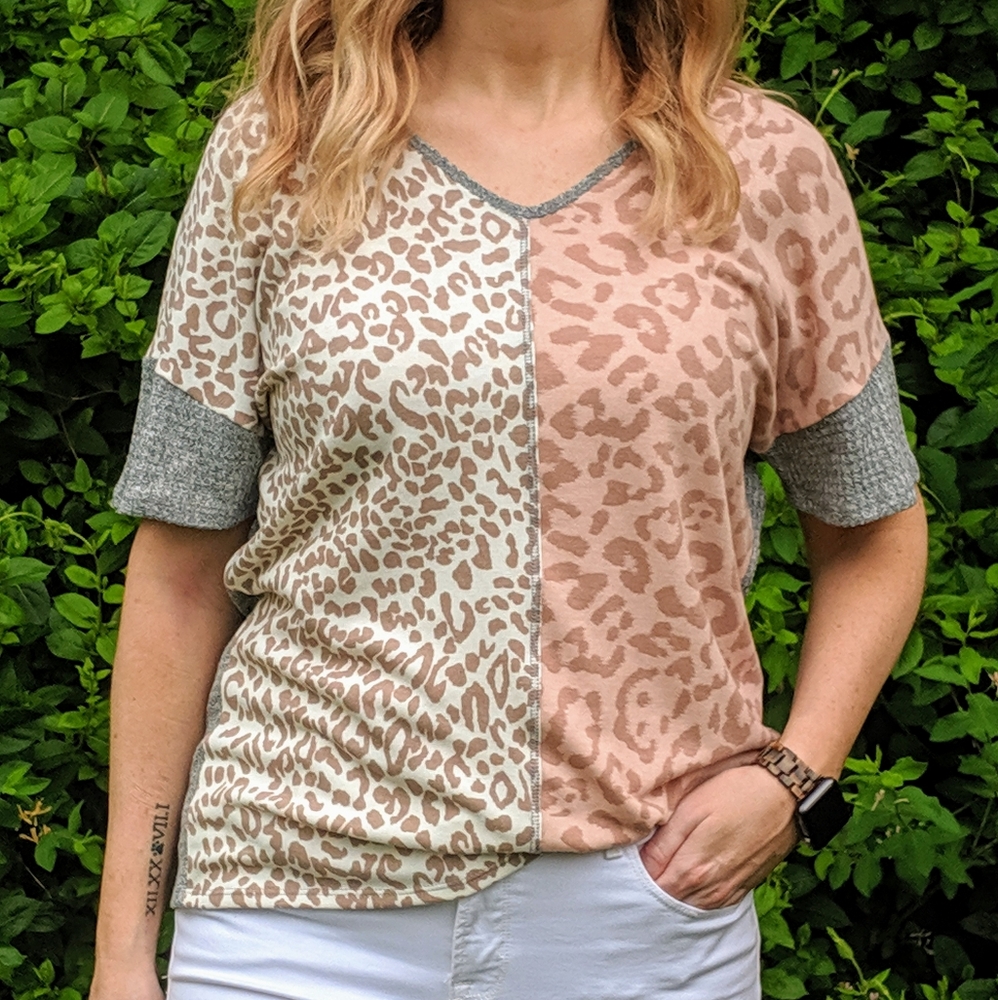 V-Neck Animal Print Top